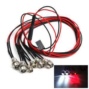 Phares de voiture modèle fabricant, lumières LED rouges et blanches, configurations 2-4-6-8 lumières, coupelles de lampe 3/5 mm, projecteurs LED blancs RC - Product Image 1