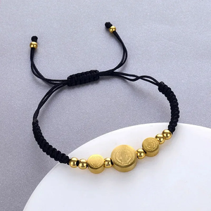 Acero inoxidable 18K chapado en oro religioso San Benito pulsera ajustable para mujer Cadena de cuerda católica para hombre regalo de Navidad - Product Image 5