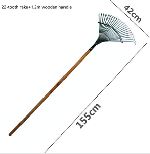 Râteau de jardinage réglable en fer avec manche en bois pour le désherbage des feuilles sur pelouse artificielle - Product Image 4