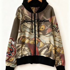 Fabricant OEM – Nouvelle Veste Homme Oversize en Coton Zippée, Style Streetwear DTG, Effet Délavé, Patchs, Coupe Boxy, Qualité Supérieure - Product Image 1