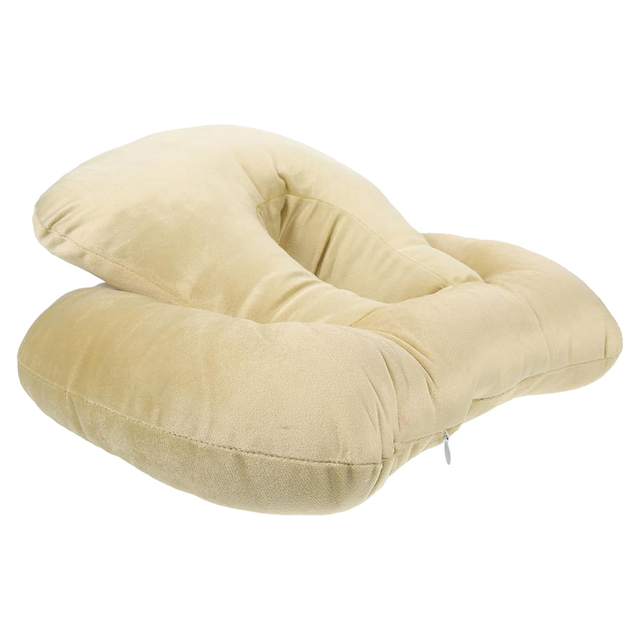 Elevated Two-Layers Hollow Ergonomic Design Desktop Face Down Head Lumbar Support Rest Comfy Cotton Filled Plush Nap Time Pillow