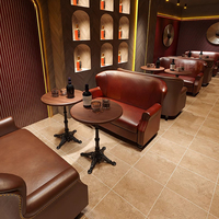 Canapé de style américain rétro, fauteuil en bois massif, chaise de bar à cigares, banquette de café pour hôtel