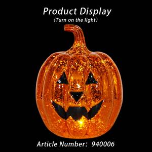 Halloween hecho a mano plástico Horror brillo calabaza LED luz ornamento linterna en forma de calabazas fiesta decoraciones festivas - Product Image 4