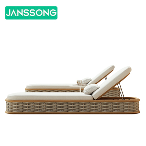 Meubles d'extérieur en bois, <span class=keywords><strong>lit</strong></span> de soleil en rotin, mobilier de piscine, chaises longues en teck pour l'extérieur, <span class=keywords><strong>lit</strong></span> de repos pour patio, chaise longue de terrasse - Product Image 5