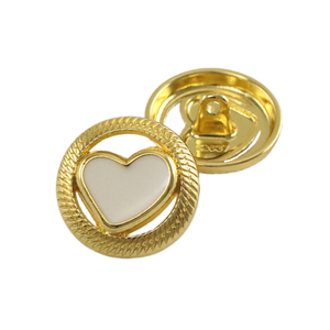 Hải Quan Kim Loại Logo Nhà Sản Xuất Kẽm Hợp Kim Brass Vàng Botones Corazon Hollow out Trắng Tim Shank Nút Cho Quần Áo - Product Image 1