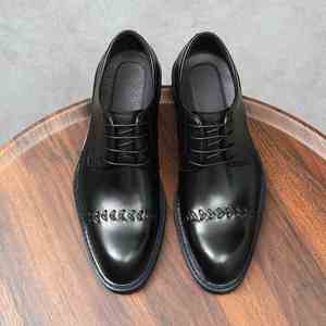 Fabricants de chaussures en cuir de luxe sur mesure, vente en gros, haute qualité, grandes tailles, chaussures derby, cuir brillant - Product Image 3