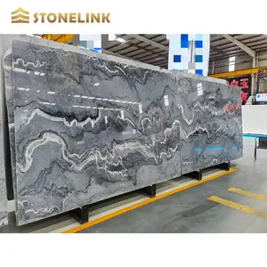 Chinesische Fabrik Bruce Grey Marmor poliert Big Slab Natur marmor für Bodenbelag Wand oder TV Hintergrund Wand Grau Marmorplatte