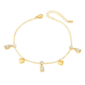 <span class=keywords><strong>In</strong></span> stock! 2023 Summer Beach Jewelry cavigliera cavigliere con ciondolo <span class=keywords><strong>in</strong></span> zircone a cuore <span class=keywords><strong>in</strong></span> acciaio inossidabile placcato oro 18 carati per le donne - Product Image 5