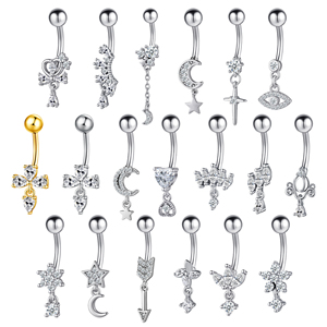 Ingrosso anelli di pancia in acciaio inossidabile placcato cuore <span class=keywords><strong>farfalla</strong></span> foglia di luna gioiello <span class=keywords><strong>Piercing</strong></span> all'<span class=keywords><strong>ombelico</strong></span> - Product Image 1