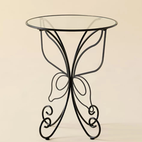 Mesa Auxiliar Redonda de Hierro Forjado Negro con Diseño de Mariposa Monarca para Sala de Estar, de Fábrica de Muebles China