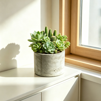 Pot de fleurs cylindrique moderne en ciment gris pour l'intérieur et l'extérieur, décoration de jardin, conteneur pour plantes succulentes et hortensias