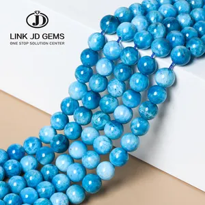 Gemma Semi preziosa JD 6/8/10mm di colore naturale Larimar pietra Apatite rotonda distanziatrice perline per gioielli fai da te