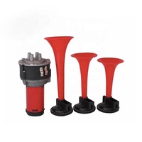 Kit de klaxon à air pour camion SUNLAEBO rouge à 3 trompettes, 3 voies, en fer, avec système d'alarme de sécurité pour camions à benne basculante, 110-125 dB, 20 W, 12 V