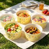 Bols à salade jetables en papier kraft biodégradable, écologiques, recyclables, de qualité alimentaire, avec logo personnalisé imprimé, étanches, pour emporter