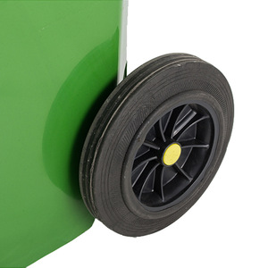 Poubelle extérieure rectangulaire 100L à roulettes en plastique vert pour usage commercial - Product Image 2