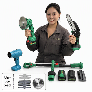 Ensemble d'outils de jardin sans fil pour batterie <span class=keywords><strong>Makita</strong></span> 18V, tronçonneuse de 8 pouces, mini tondeuse à gazon, souffleur de feuilles avec perche d'extension - Product Image 1