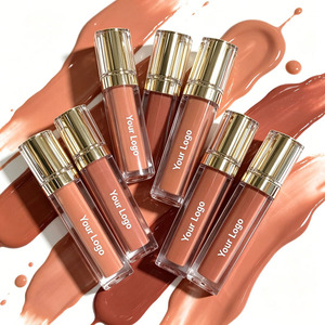 Matte Liquid <b>Lipstick</b> Private Label Gold Cap Square Tubes Velvet Nude Lip Gloss Wholesale - Product Image 1