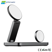 Support de chargeur sans fil magnétique pliable 3 en 1 pour téléphone portable, écouteurs, montre, charge rapide 15W, QC3.0, station de charge de bureau
