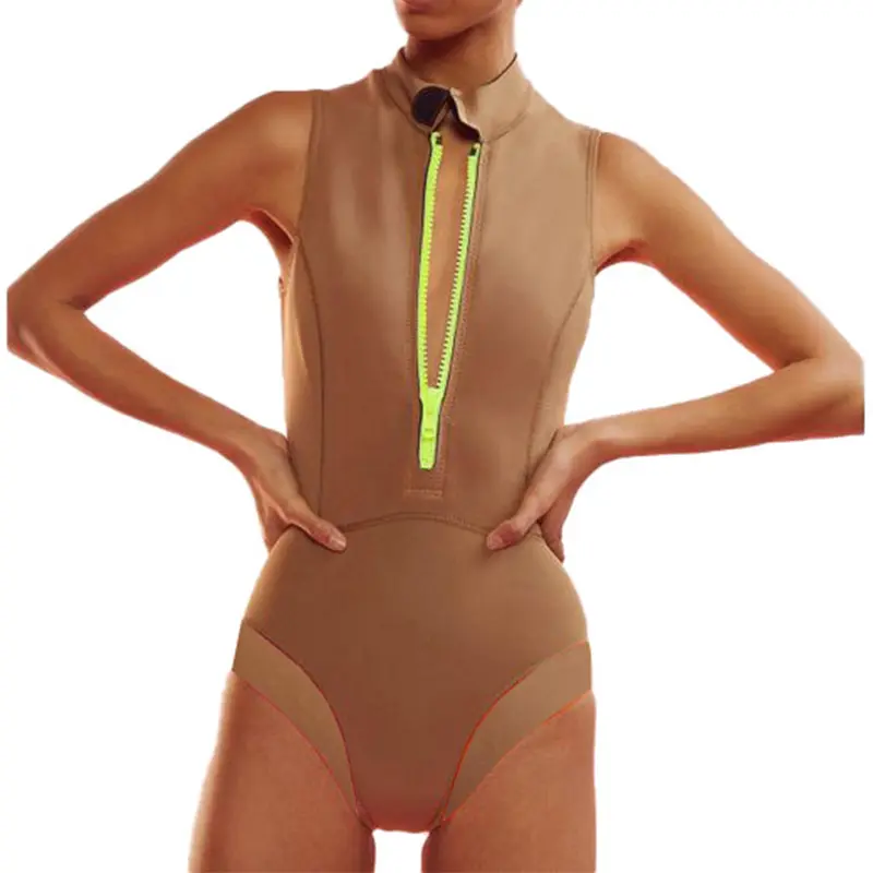 Jumpsuit Burkini Sex Neoprene 2Mm Lycra Celana Wanita Pakaian Berselancar Pakaian Springsuit Hangat Musim Semi Bikini Seksi Pakaian Selam Sexi Wetsuit