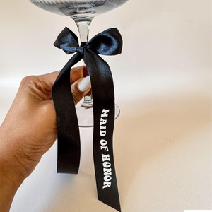 Mariée et <span class=keywords><strong>demoiselle</strong></span> d'honneur et <span class=keywords><strong>demoiselle</strong></span> d'honneur Long ruban de satin arc pour bouteille de <span class=keywords><strong>champagne</strong></span> verres à vin - Product Image 6