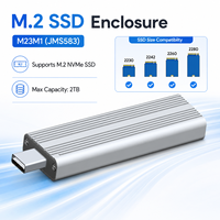 Carcasa para SSD NVMe M.2 con Conector USB-C Integrado, 10Gbps USB3.2 Gen2, Aluminio, 2230-2280, 2TB, Multi-OS, Disco Duro Externo Portátil