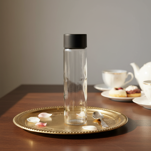 Botella de Agua Potable de Vidrio Transparente Personalizada Tipo Voss con Tapa de Rosca para Agua Mineral, Botella Deportiva Voss con Tapa de Plástico de Color - Product Image 2