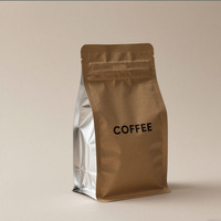 Wholesale Eco Flat Bottom Aluminum Foil Coffee Kraft Paper Package Pouch Custom Printed With Valve 500g 1kg Coffee Bags