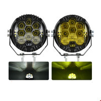 Phare de conduite LED hexagonal à lentille jaune, lampe spot avec couvercle en PC HD, faisceau large, lampe auxiliaire