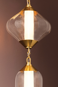 Lámpara Colgante Moderna de Diseño Interior <span class=keywords><strong>Fiorello</strong></span> con Pantalla de Vidrio Acanalado Transparente, Lámpara de Techo de Latón Antiguo para Villa - Product Image 5