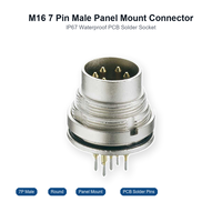 Conector Redondo Macho de Latón para Montaje en Panel IP67 M16, 5A, Impermeable, con Rosca, para PCB, 7 Pines