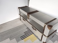 Table basse ouverte double face en aluminium avec garniture en rotin métallique, style mid-century, pour salon, mobilier de maison