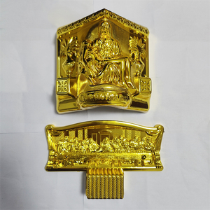 Modelo 9 #   Suministros Funerarios: Juego de Esquinas para Ataúd con Diseño de la Última Cena y Pieta, de Plástico Dorado, Herrajes Decorativos para Ataúd, Venta al por Mayor - Product Image 1