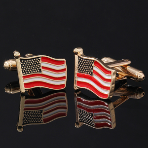 Jour de l'indépendance accessoires de luxe populaire créatif <span class=keywords><strong>drapeau</strong></span> américain hommes chemise française boutons de manchette pour hommes - Product Image 1