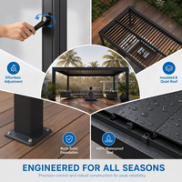 Motorisierte Aluminium-Bioklimatische Pergola mit LED-Anzeige, Balkon-Wandmontage, Wasserdichtes Lamellendach mit Öffnungsfunktion