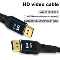 Câble tressé en nylon Doonjiey 16K 80 Gbps 2.0, adaptateur DP, câbles audio-vidéo pour ordinateur portable, téléviseur, moniteur, haut-parleur, microphone