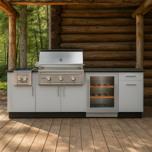 Modern Stainless Steel BBQ Island Outdoor Kitchen Set Waterproof Modular Grill Station Backyard Patio Outdoor Kitchen Cabinet