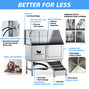 Multifunzione da 50 pollici professionale grande vasca da bagno <span class=keywords><strong>per</strong></span> <span class=keywords><strong>cani</strong></span> da compagnia in acciaio inossidabile con rubinetto rampa Walk-in in vendita