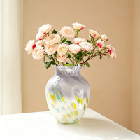 Vase en verre à ventre large, style féerique éthéré, avec glaçure dégradée, pour décoration intérieure et arrangement floral, ornement pour salon
