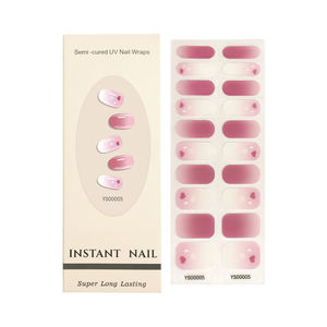 แผ่นเล็บเจลแบบกึ่งหายสติกเกอร์ติดเล็บแผ่นติดเล็บลายหัวใจสีชมพูวาเลนไทน์สติกเกอร์เล็บมือ20ชิ้น - Product Image 5