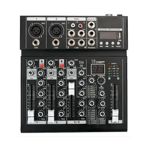 Demao F4SDP RTS Sound Card Audio Mixer Sound Board Console Desk System Interface 4 CH USB BT +48V Power Stereo digital mixer