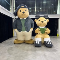Décoration géante gonflable personnalisée en forme d'ours brun, ours en peluche de 12 pieds, mascotte publicitaire gonflable de qualité commerciale