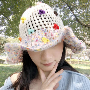 Chapeau de pêcheur en fourrure pour femme, nouveau modè<span class=keywords><strong>le</strong></span> été 2025, visage apparent, petite couleur, vacances à la plage, grand bord, pare-soleil - Product Image 2