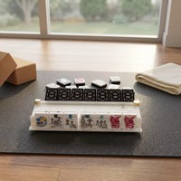 Jeu de tuiles de Mahjong en acrylique motif crâne noir, 160 tuiles, imprimé art populaire blanc et noir, jeu de Mahjong américain