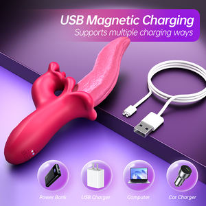 Mainan Lidah Dewasa Wanita dengan 9 Mode <span class=keywords><strong>Vibrator</strong></span> G-spot Kelinci Stimulasi Klitoris Fungsi Menjilat Mengayun Mengisap Menyodok Bergetar - Product Image 6