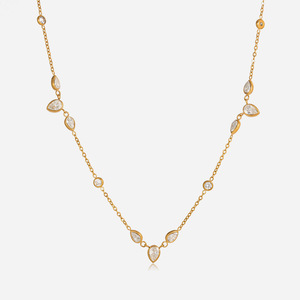 Collana Girocollo Minimalista a Goccia con Zirconi, Placcata in Oro 18K, Gioielli di Tendenza per Donne, Regalo Quotidiano, per Matrimoni e Feste - Product Image 1