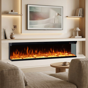 <span class=keywords><strong>Chimenea</strong></span> <span class=keywords><strong>Eléctrica</strong></span> <span class=keywords><strong>Panorámica</strong></span> de 3 Lados Empotrada en la Pared con Llama Simulada para Hogar y Hotel - Product Image 3