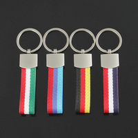 Porte-clés de voiture en sangle de nylon avec bandes de couleur drapeaux Allemagne Italie, anneau métallique, accessoire de modification automobile, support de clés, cadeau