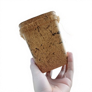 Pot de fleurs minimaliste en fibre de coco, écologique et biodégradable, avec trou de drainage pour plantes d'intérieur - Product Image 1