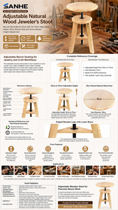 Banc de travail en bois massif SANHE pour la création de bijoux avec étau, taille et hauteur personnalisables pour les artisans, la production en série et la vente au détail - Product Image 4
