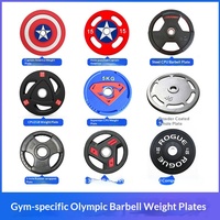 Plaques d'haltères colorées pour femmes, en acier recouvert de caoutchouc, à trois trous, design Captain America, équipement de musculation